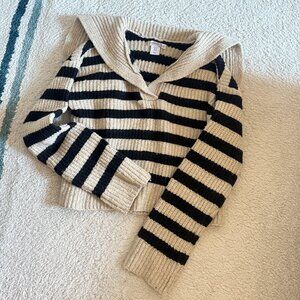 Sincerely Jules Striped Sailor Collar Sweater - Horizontal Stripes Cropped Knit